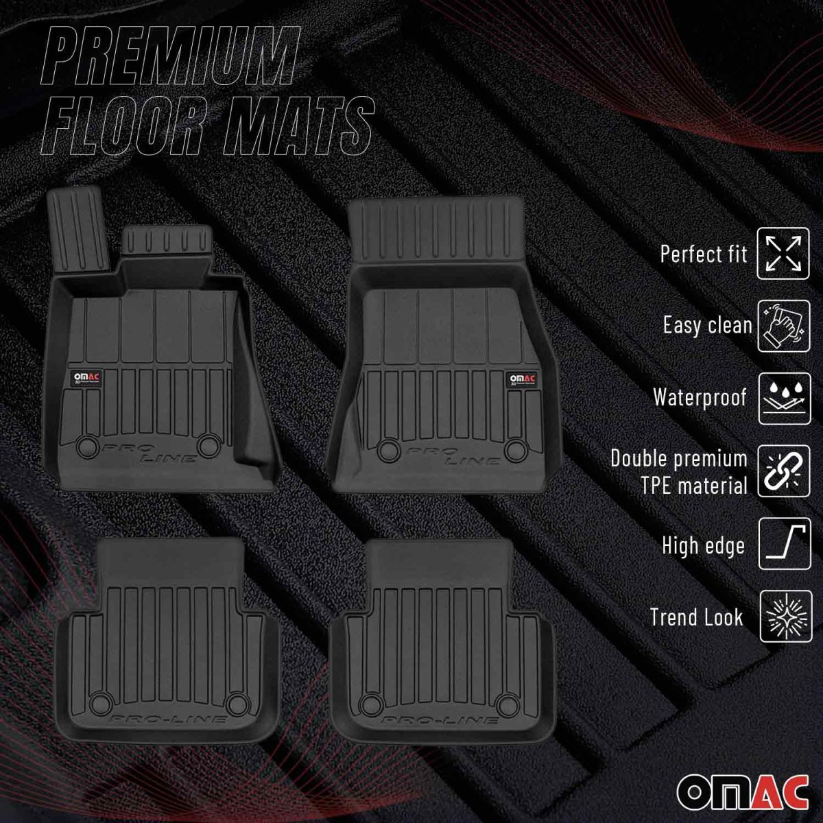 BMW 8 SERIES GRAN COUPE Floor Mat - Omac - Premium TPE - Black - '19-'24